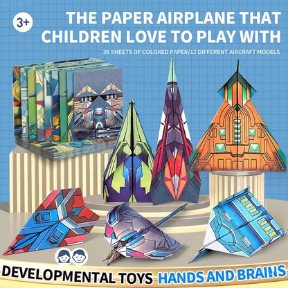 36-Piece Handcrafted Creative Paper Airplane Origami Kit – 3D Educational DIY Folding Set for Kids
