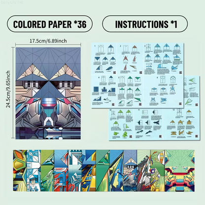 36-Piece Handcrafted Creative Paper Airplane Origami Kit – 3D Educational DIY Folding Set for Kids