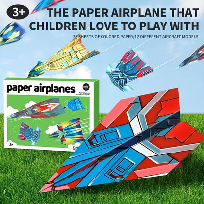 36-Piece Handcrafted Creative Paper Airplane Origami Kit – 3D Educational DIY Folding Set for Kids